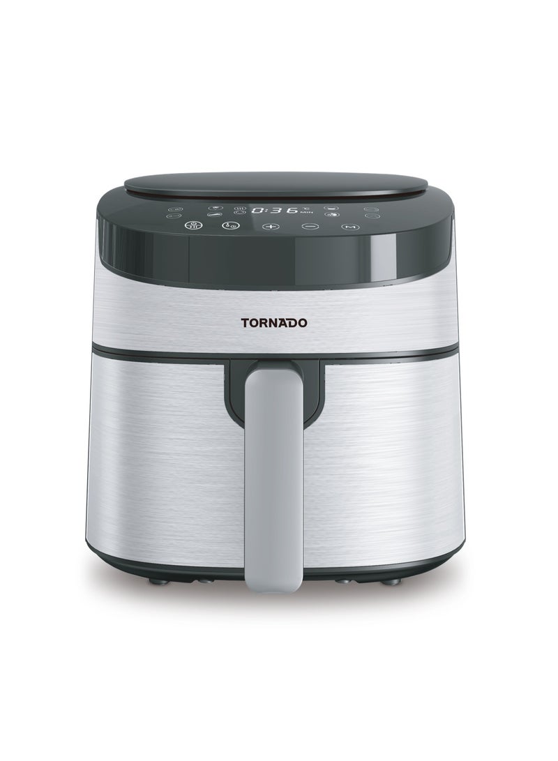 Tornado Air Fryer Black&Silver, Oil-Free, with Digital Control Panel, 4.2L Non-Stick Basket, Timer, 1300W
